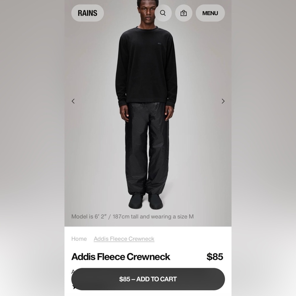 Rains Addis Fleece Crewneck